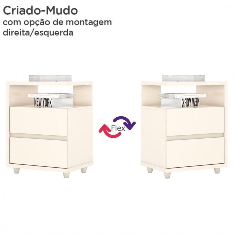 Mesa De Cabeceira 02 Gavetas Campeche Henn Off White - 3