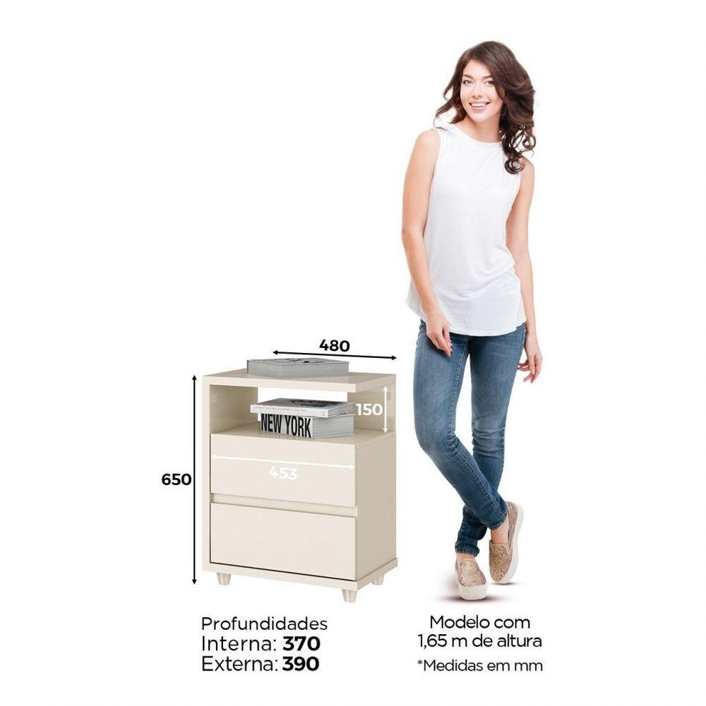 Mesa De Cabeceira 02 Gavetas Campeche Henn Off White - 4