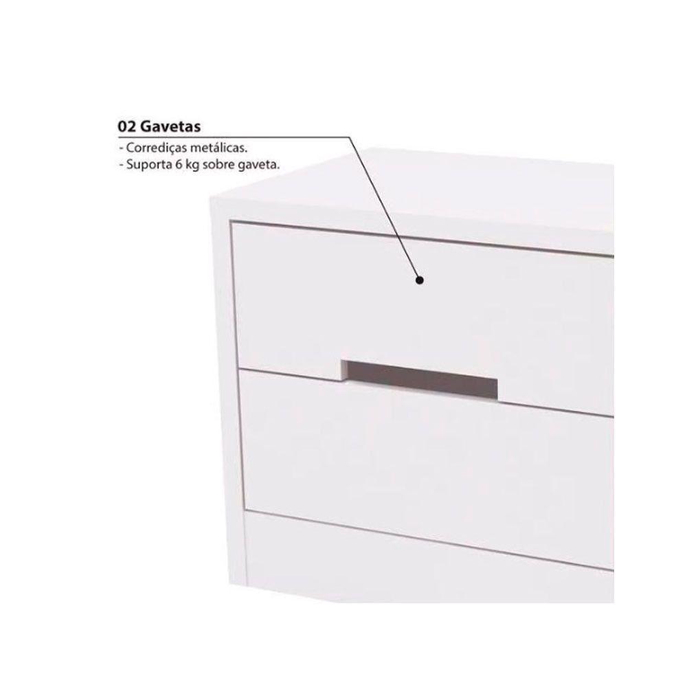 Mesa De Cabeceira Com 2 Gavetas Kappesberg Branco - 4