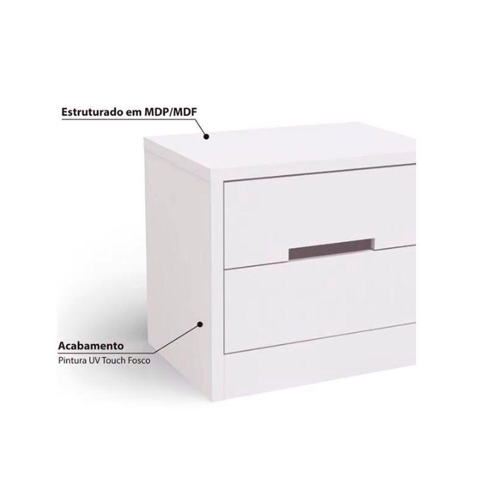 Mesa De Cabeceira Com 2 Gavetas Kappesberg Branco - 5