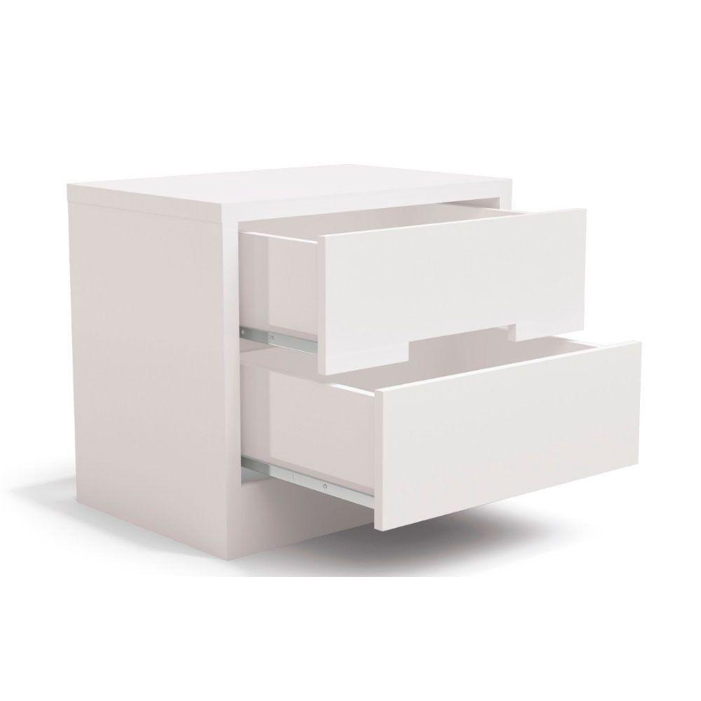 Mesa De Cabeceira Com 2 Gavetas Kappesberg Branco - 7