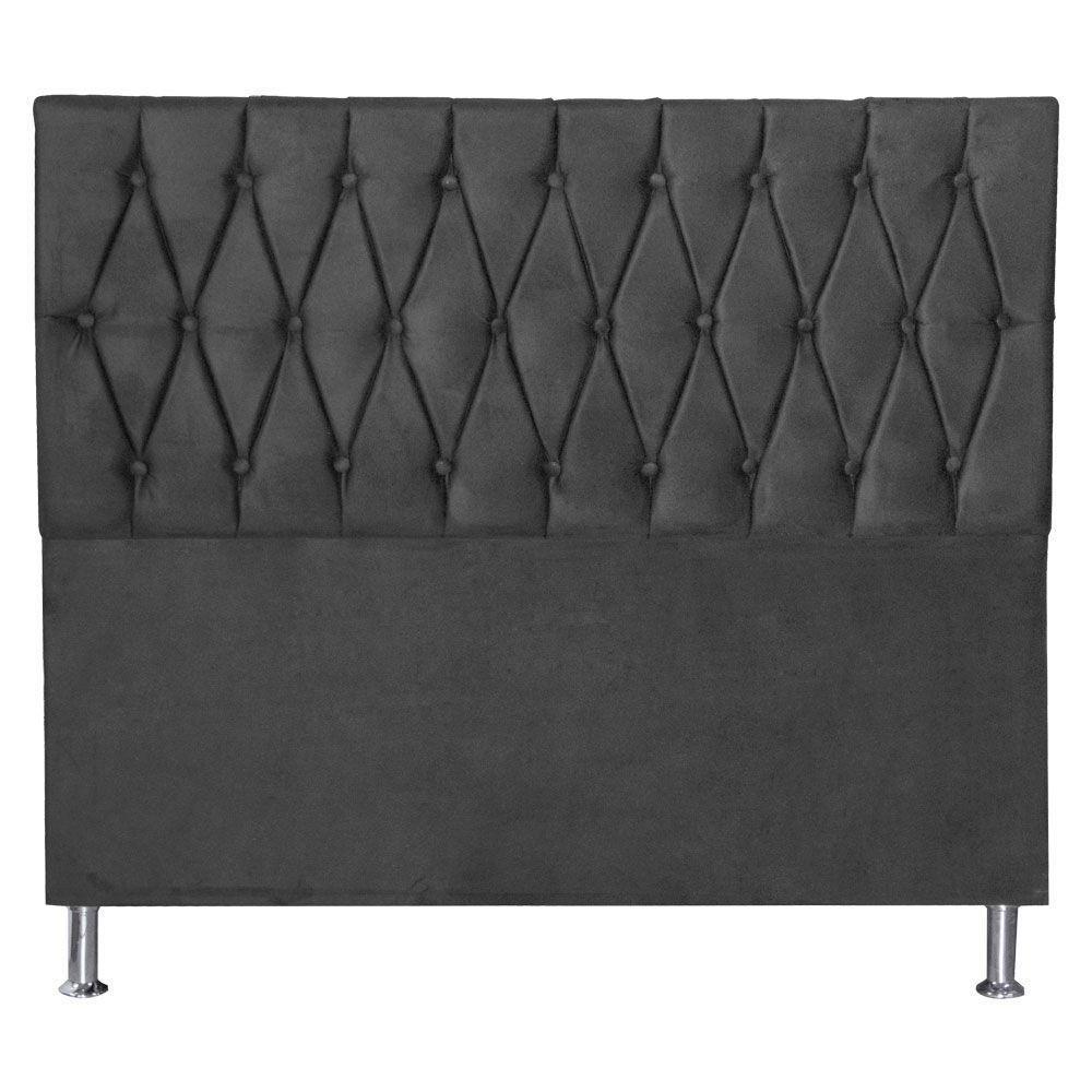 Cabeceira Casal 1,40m Paris Suede Cinza - 1