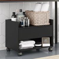 Kit 02 Gabinetes Armário Multiuso Ivy 60cm 100% Mdf Bp Com 01 Gaveta Preto - Desk Design - 6