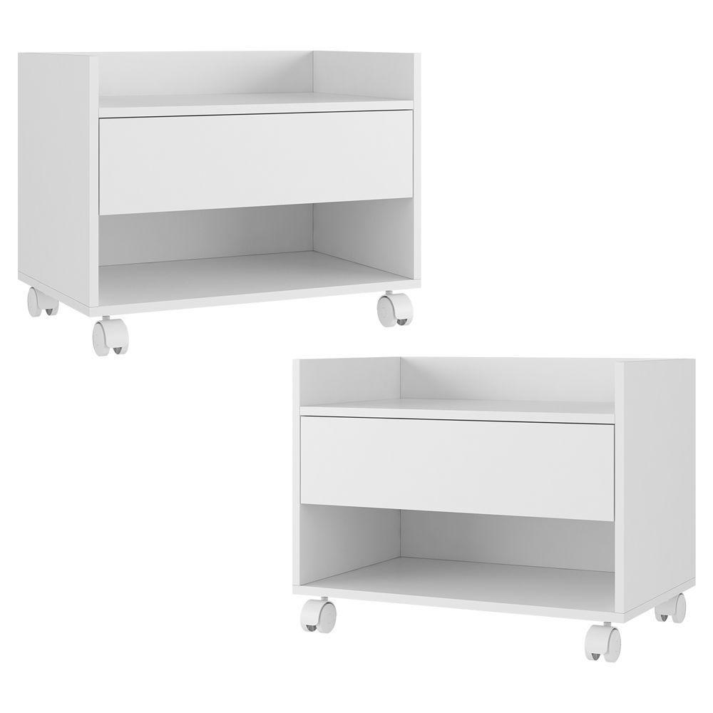 Kit 02 Gabinetes Armário Banheiro Multiuso Ivy 60cm 100% Mdf Bp Com 01 Gaveta Branco - Desk Design - 1