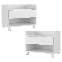Kit 02 Gabinetes Armário Banheiro Multiuso Ivy 60cm 100% Mdf Bp Com 01 Gaveta Branco - Desk Design - 1