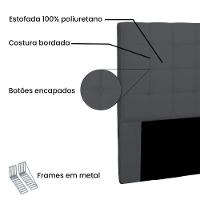 Cabeceira Casal 1,40m Verona Suede Cinza - 3