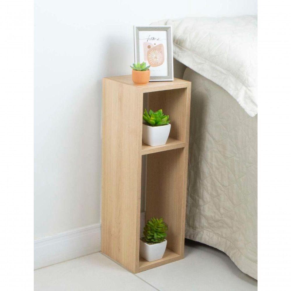 Kit 2 Mesa De Cabeceira Carvalho Cama Solteiro Quarto Sala 20cm - 5