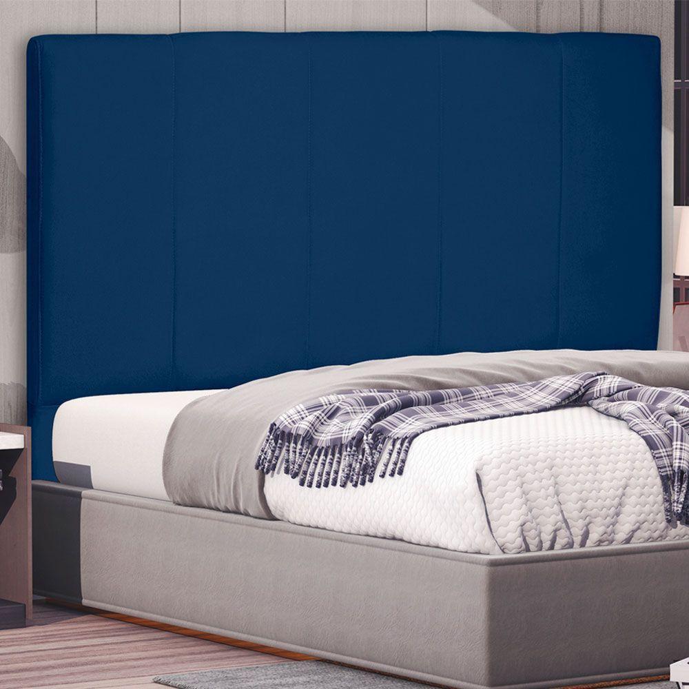 Cabeceira Queen 1,60m Ravenna Suede Azul Marinho - 6