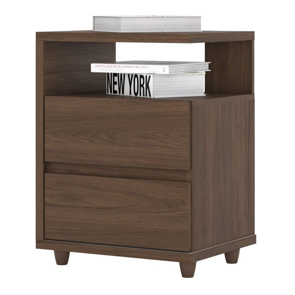 Mesa De Cabeceira Lacy 02 Gavetas Henn Castanho - 2