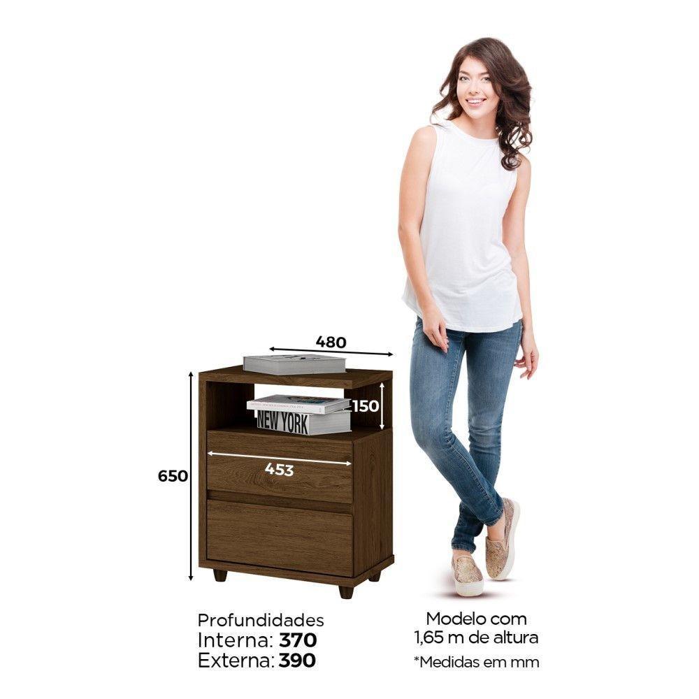 Mesa De Cabeceira Lacy 02 Gavetas Henn Castanho - 4