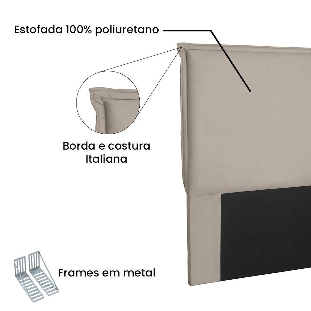 Cabeceira Casal 1,40m Veneza Suede Bege - 3