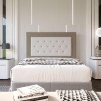 Cabeceira Casal 1,40m Havana Suede Bege Branco - 3