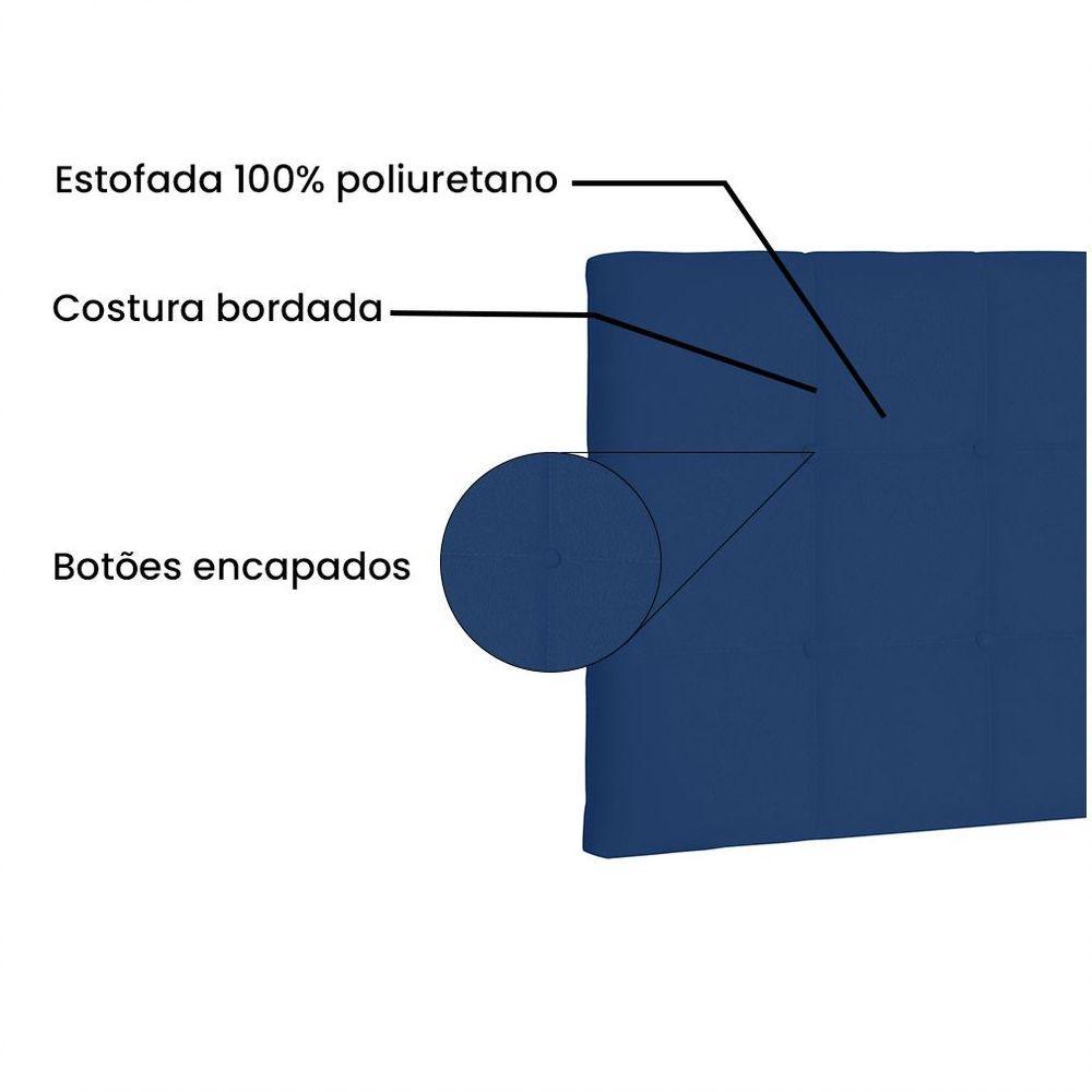 Cabeceira Painel Solteiro 0,90m Verona Suede Azul Marinho - 2