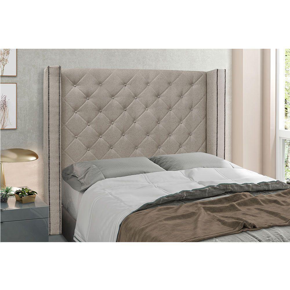 Cabeceira Casal 1,40m Vicenza Linho Rústico Areia - 3