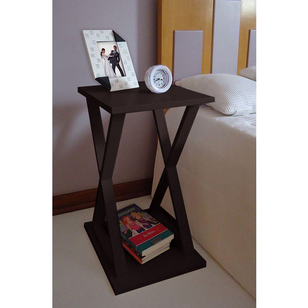 Mesa X Lateral de Apoio ou Mesa de Cabeceira Preto Laca - 1
