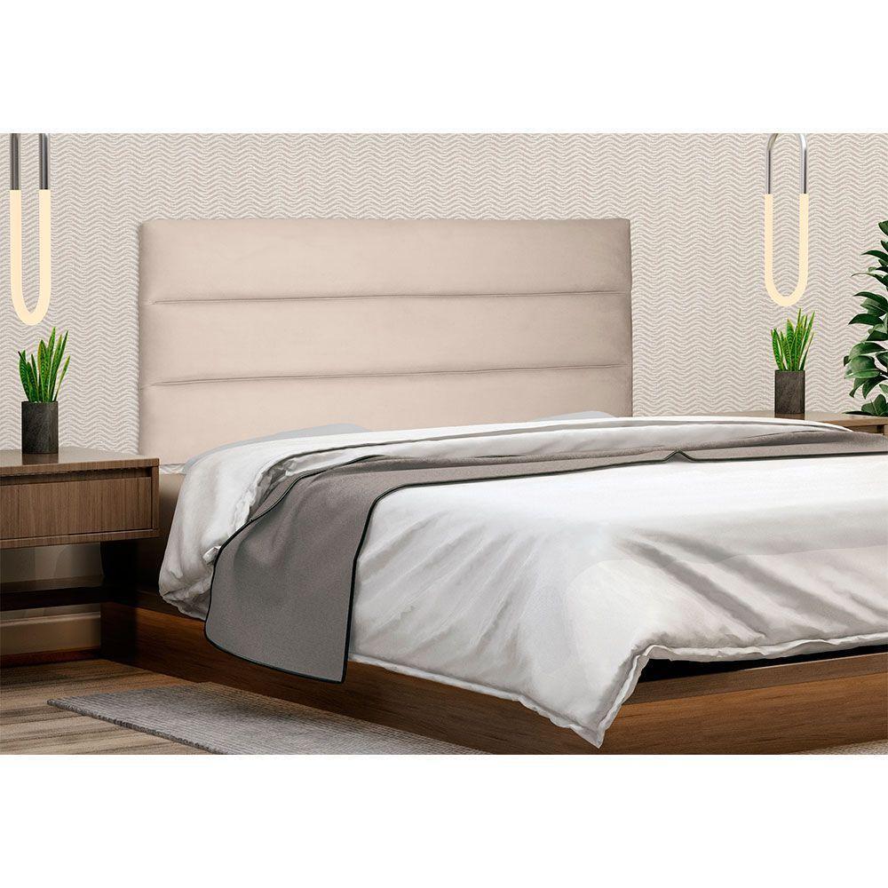 Cabeceira Painel King 1,95m La Italiana Suede Bege. - 3