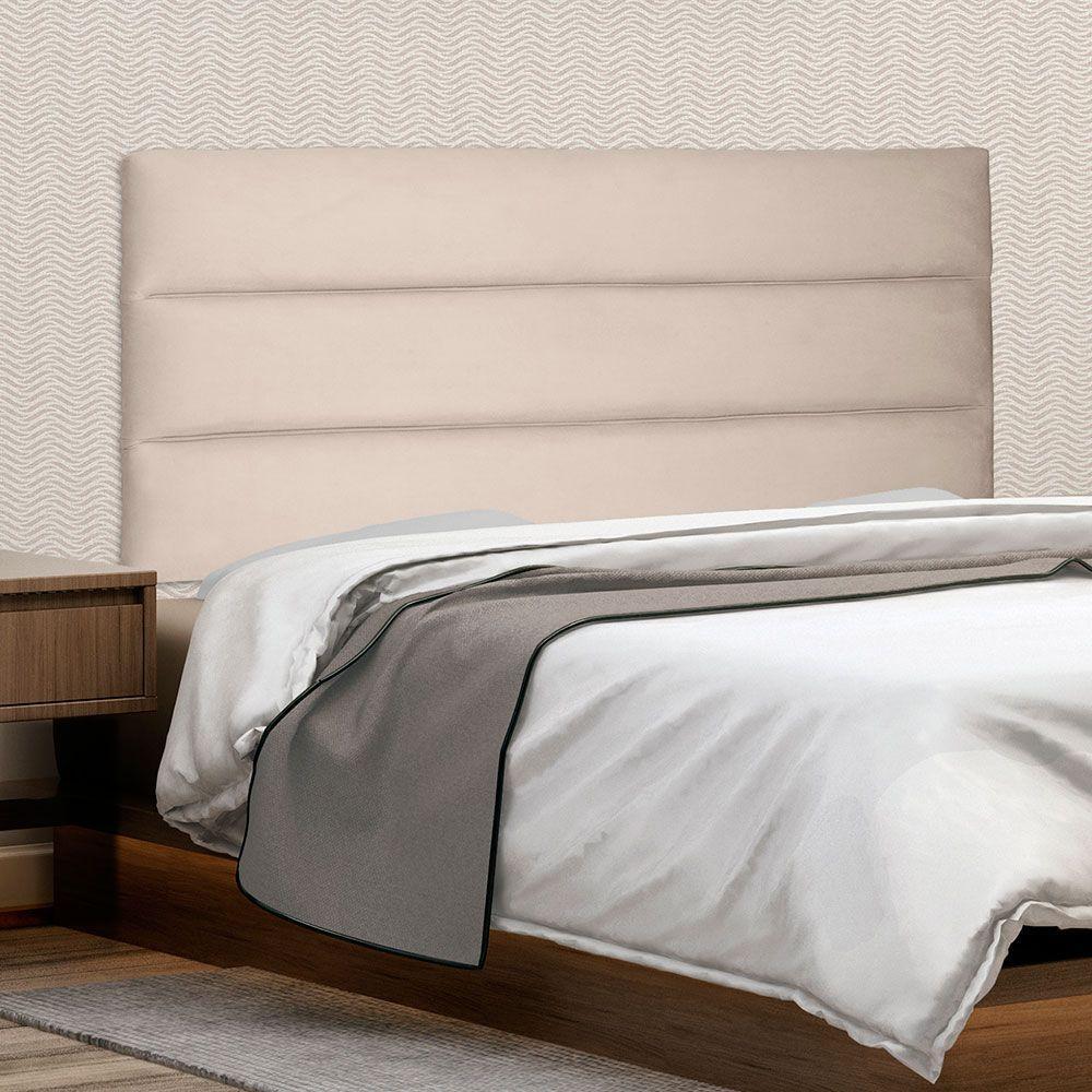 Cabeceira Painel King 1,95m La Italiana Suede Bege. - 4