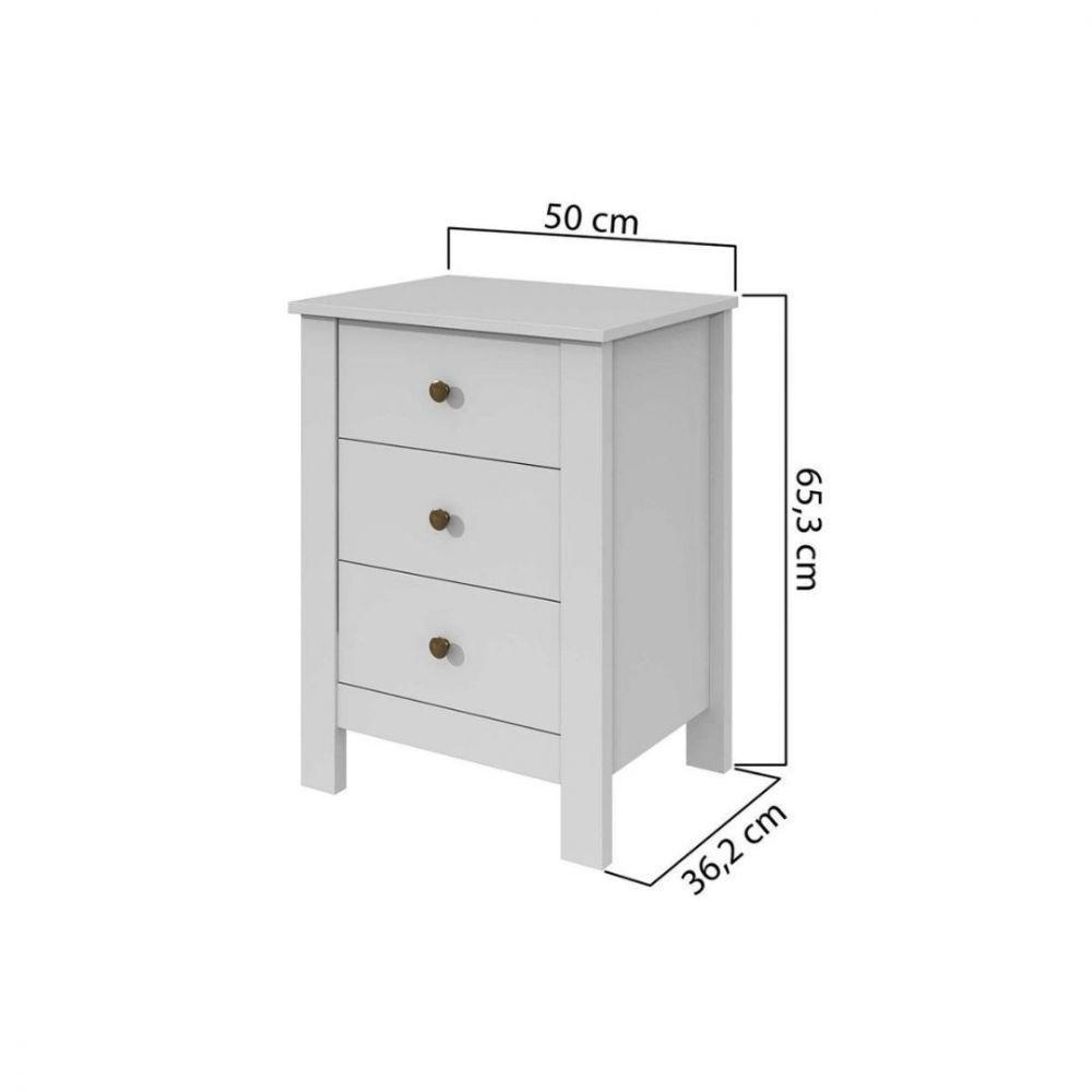 Mesa De Cabeceira Lopas Maggiore C/3 Gavetas Branco - 6