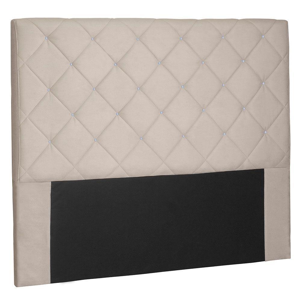 Cabeceira Casal 1,40m Tânia Suede Bege. - 1