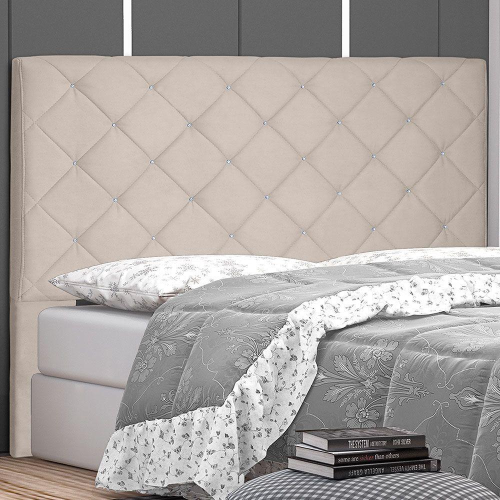 Cabeceira Casal 1,40m Tânia Suede Bege. - 4