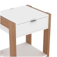Mesa De Cabeceira 1 Gaveta Az1016 Amêndoa/branco - 3