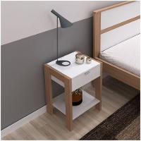Mesa De Cabeceira 1 Gaveta Az1016 Amêndoa/branco - 5