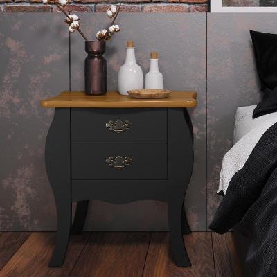 Mesa de Cabeceira Quarto Premier 2 Gavetas Preto Cumaru