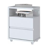 Mesa De Cabeceira Campeche 2 Gavetas Henn D07-10 Branco - 1