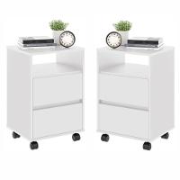 Jogo De Mesa de cabeceira Com Rodízios Nadi Branco - 1