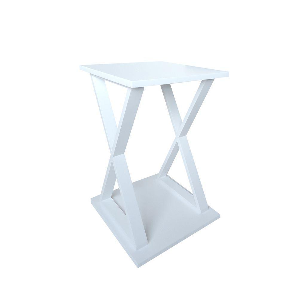Mesa X Lateral De Apoio Ou Mesa De Cabeceira Branco Laca - 4