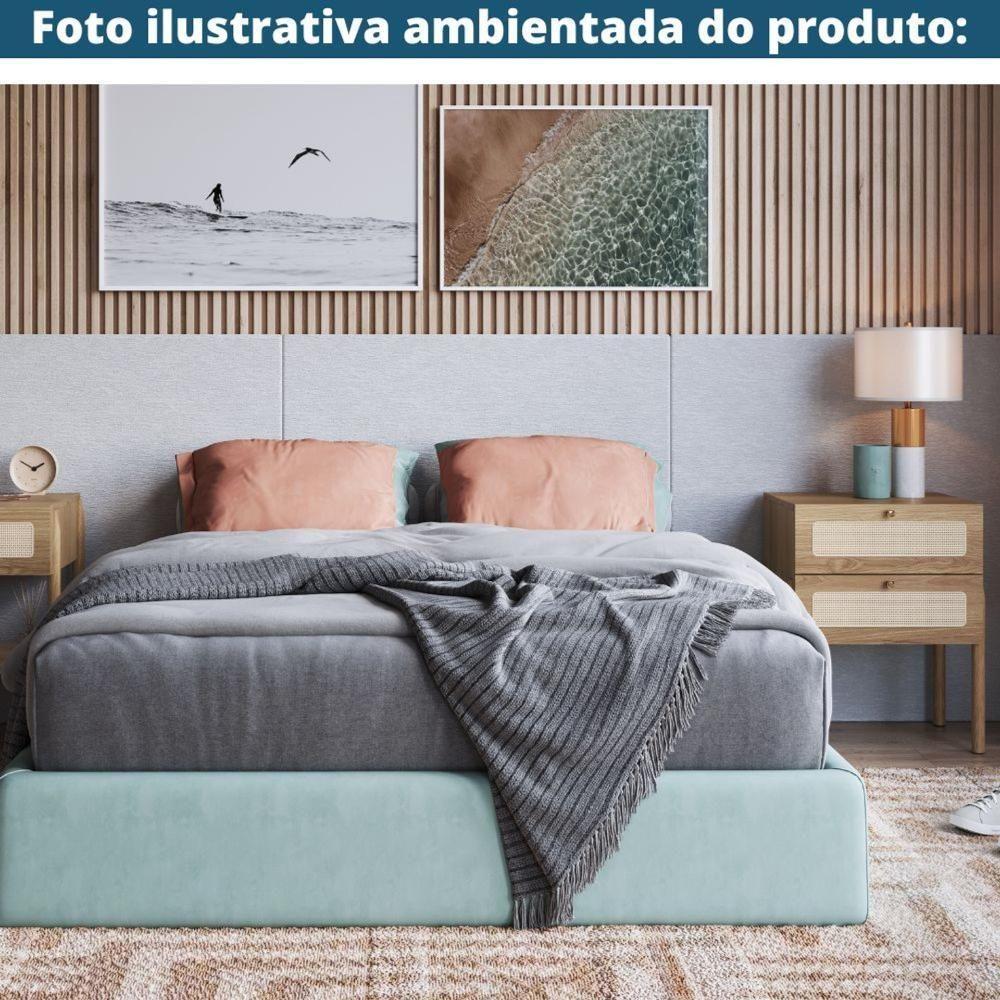 Mesa De Cabeceira Oslo Artesano 48 Cm (Largura) Em Mdp Palha Natural Duas Gavetas Base Madeira - 6