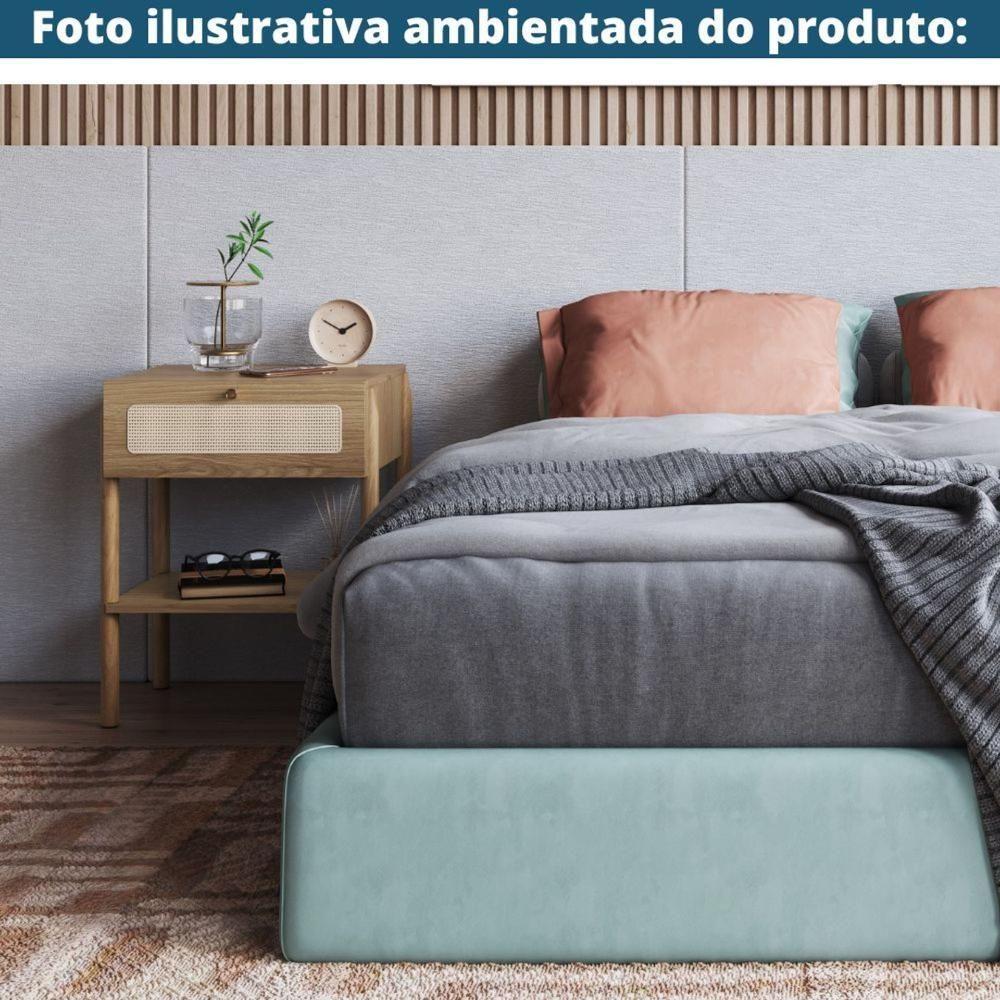 Mesa De Cabeceira Oslo Artesano 48 Cm (Largura) Em Mdp Palha Natural Uma Gaveta Base Madeira - 4