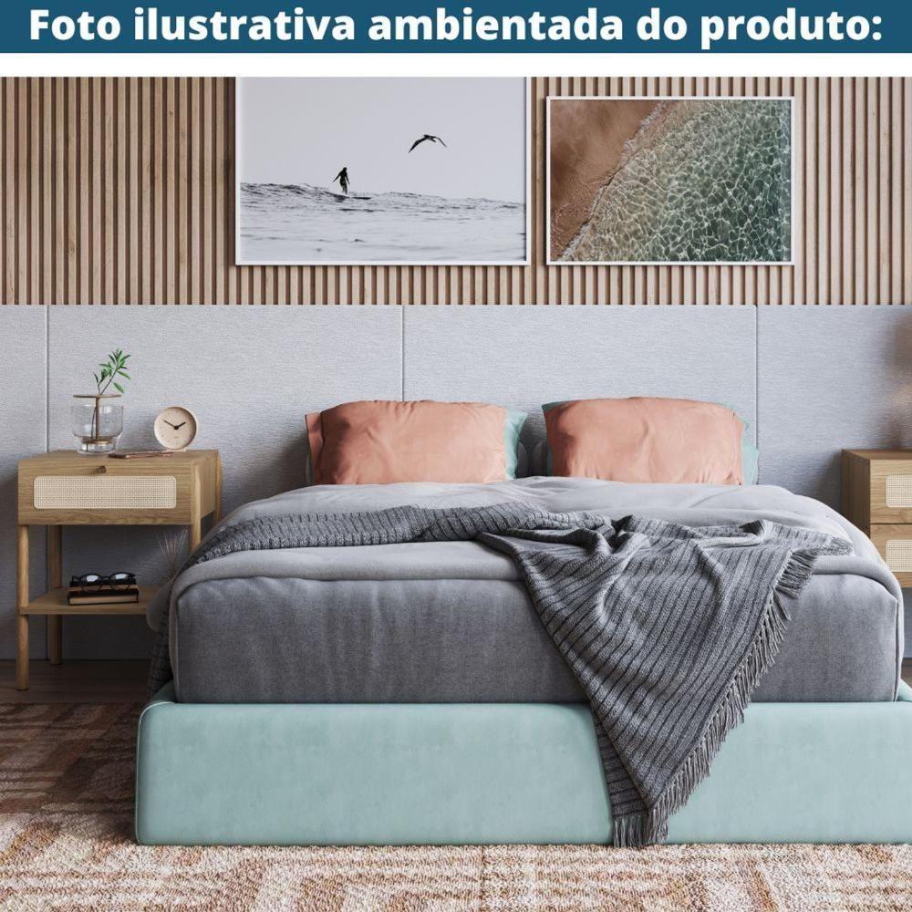 Mesa De Cabeceira Oslo Artesano 48 Cm (Largura) Em Mdp Palha Natural Uma Gaveta Base Madeira - 6