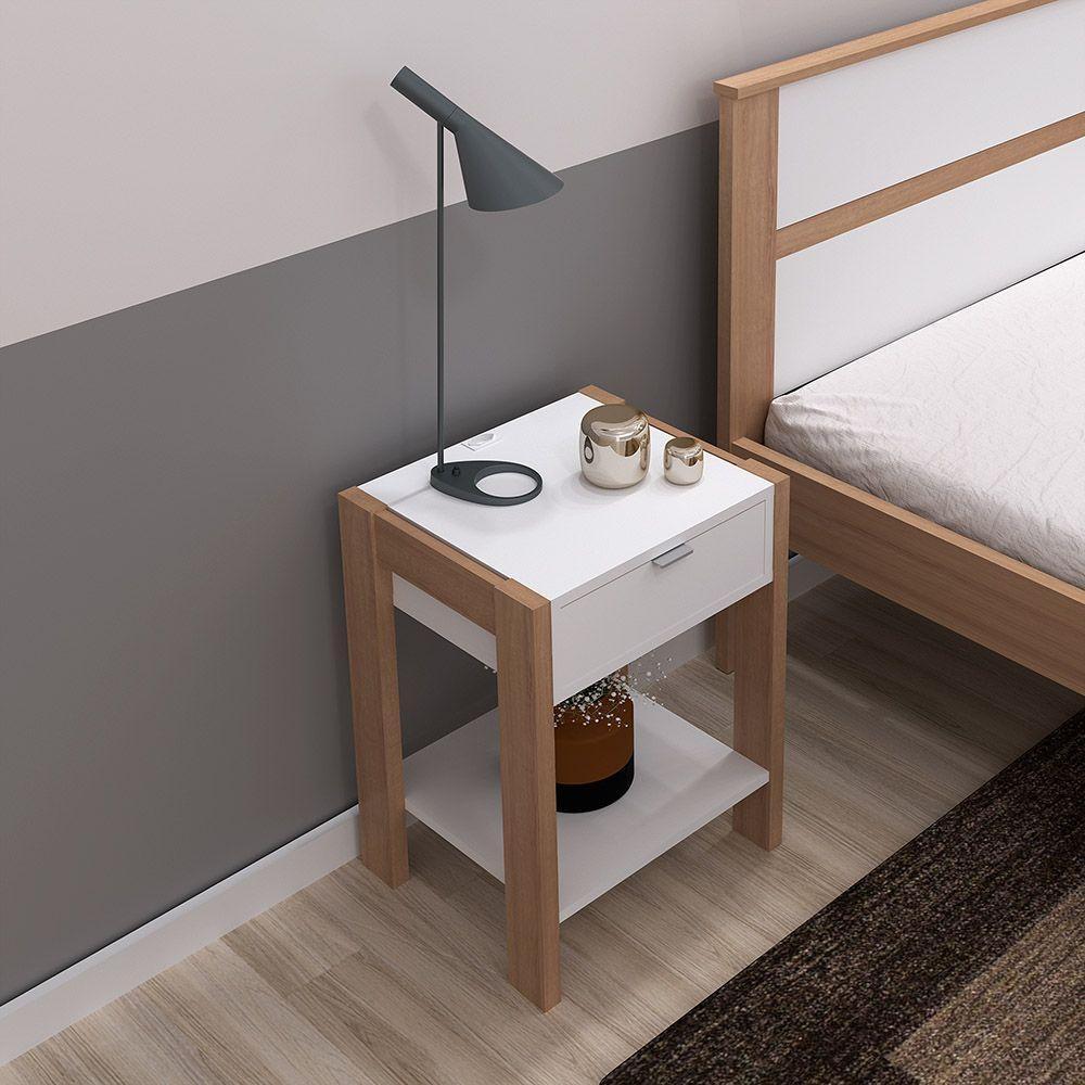 Mesa De Cabeçeira Az1016 Mdp Amendoa Branco - 5