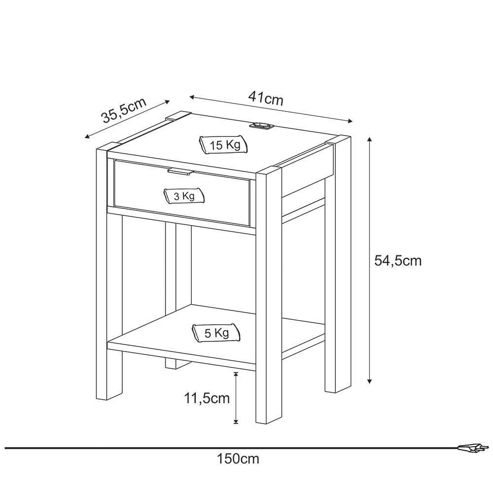 Mesa De Cabeçeira Az1016 Mdp Amendoa Branco - 8
