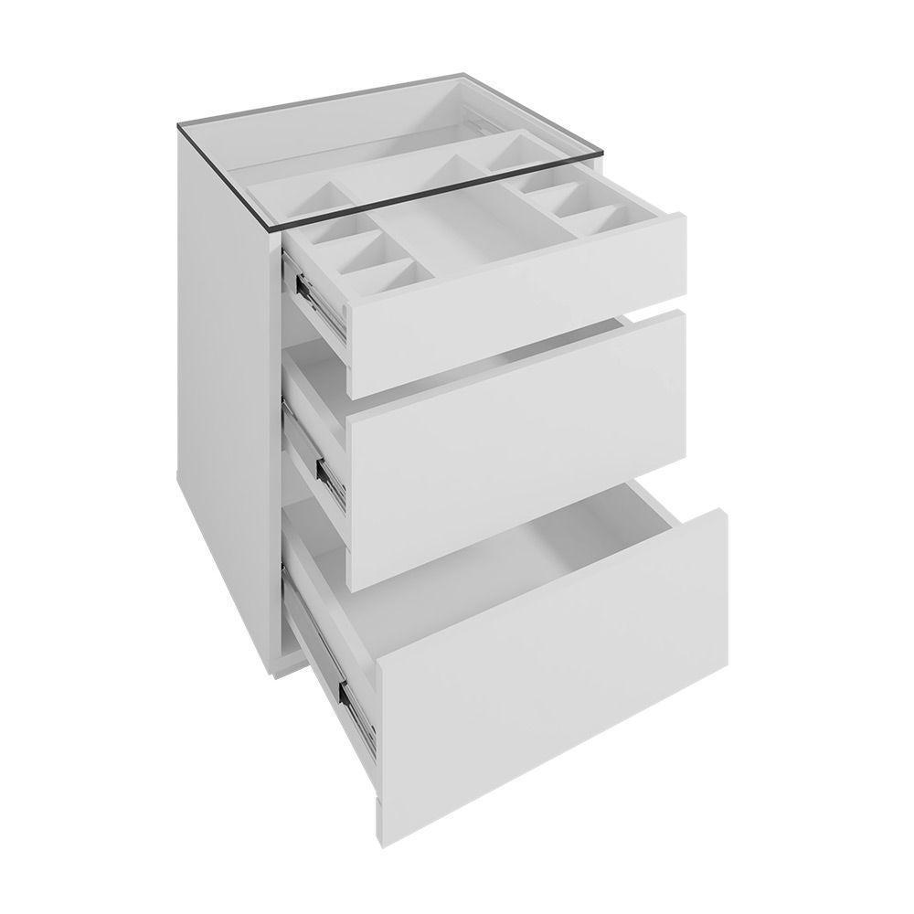 Kit 02 Mesas De Cabeceira Organizadora Ellie 3 Gavetas Branco - 4