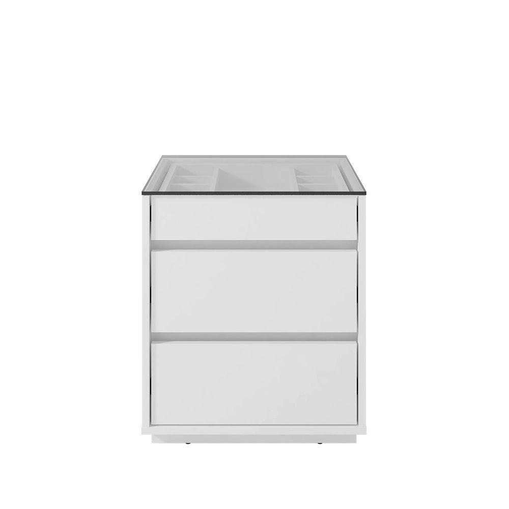 Kit 02 Mesas De Cabeceira Organizadora Ellie 3 Gavetas Branco - 5