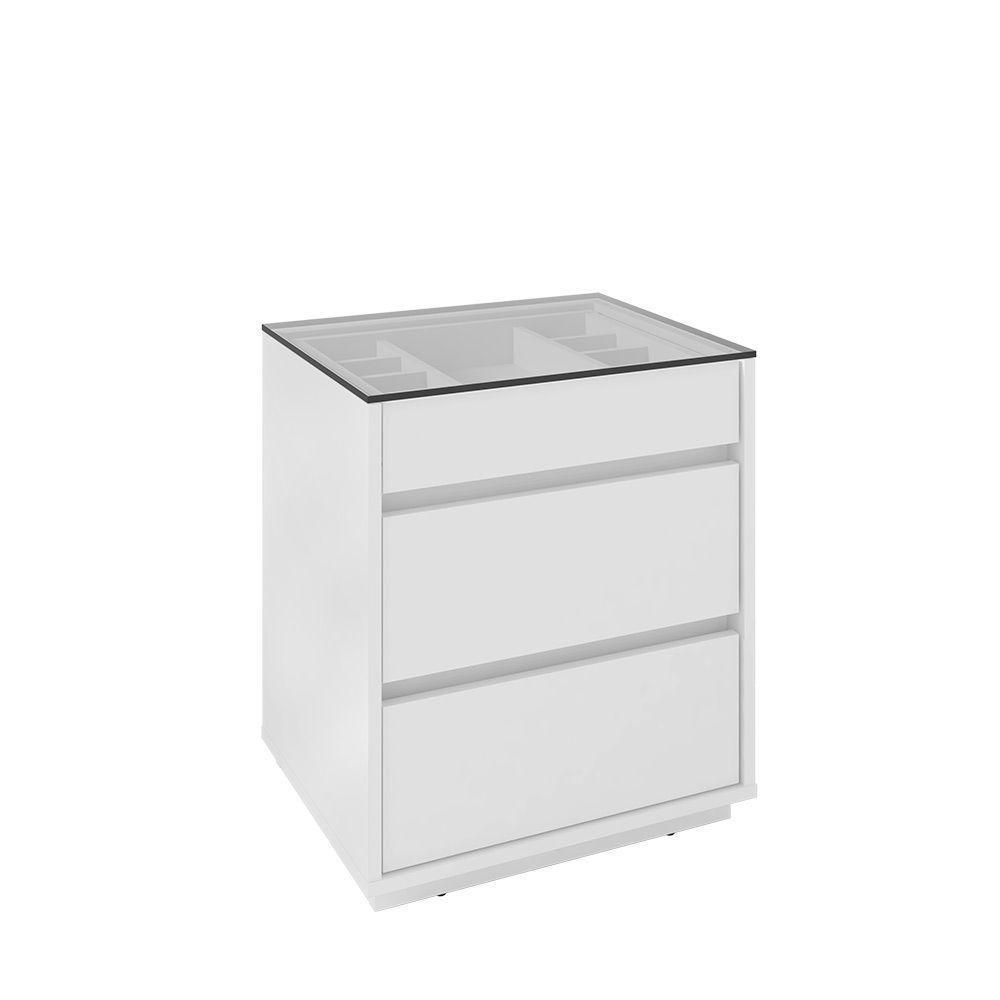 Kit 02 Mesas De Cabeceira Organizadora Ellie 3 Gavetas Branco - 6