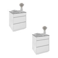 Kit 02 Mesas De Cabeceira Organizadora Ellie 3 Gavetas Branco - 1