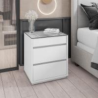 Kit 02 Mesas De Cabeceira Organizadora Ellie 3 Gavetas Branco - 15