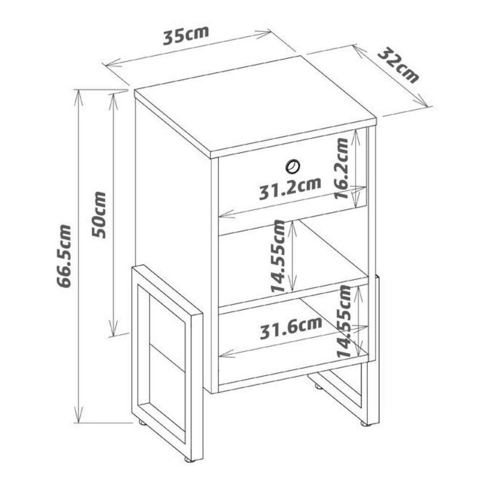 Mesa De Cabeceira Wolli 1 Gaveta Branco - 2