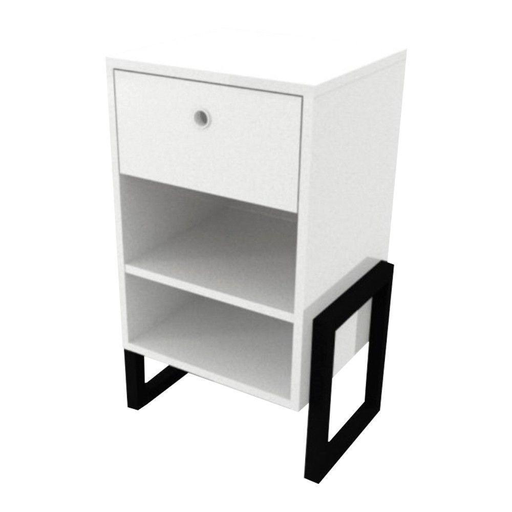 Mesa De Cabeceira Wolli 1 Gaveta Branco - 4