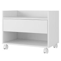Gabinete Armário Mesa De Cabeceira Multiuso Ivy 60cm 100% Mdf Bp Com 01 Gaveta Branco - Desk Design - 1