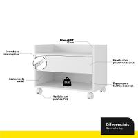 Gabinete Armário Mesa De Cabeceira Multiuso Ivy 60cm 100% Mdf Bp Com 01 Gaveta Branco - Desk Design