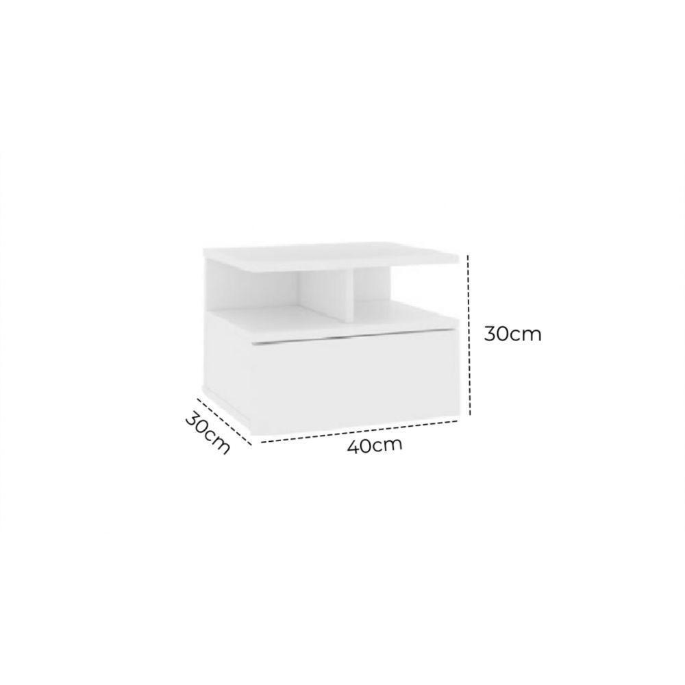 Mesa De Cabeceira Flutuante 1 Gaveta Branco Em Mdf - 3