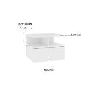 Mesa De Cabeceira Flutuante 1 Gaveta Branco Em Mdf - 2