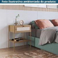 Mesa De Cabeceira Oslo Artesano 48 Cm (Largura) Em Mdp Palha  Uma Gaveta Base Metal - 7