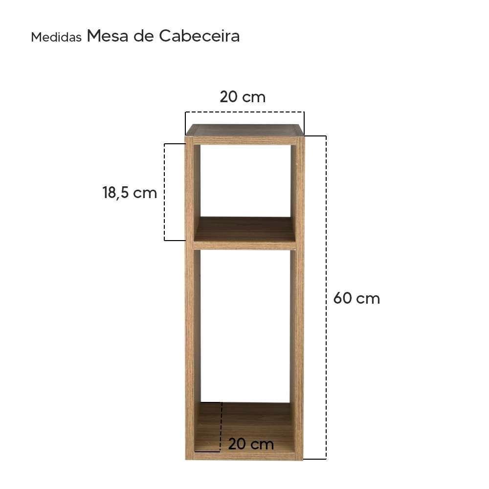 Kit 2 Mesa De Cabeceira Freijó Cama Solteiro Quarto Sala 20cm - 3