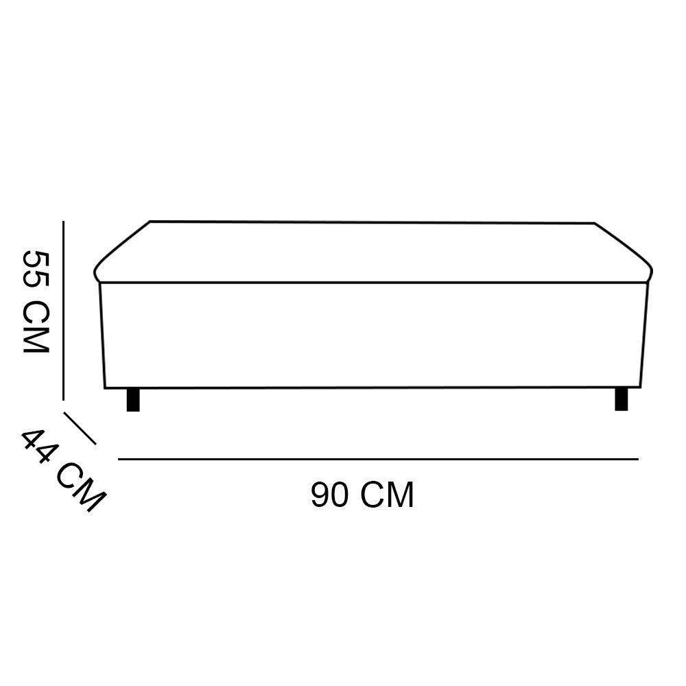 Calçadeira Recamier Baú Solteiro 0,90m Suede Bege - 2