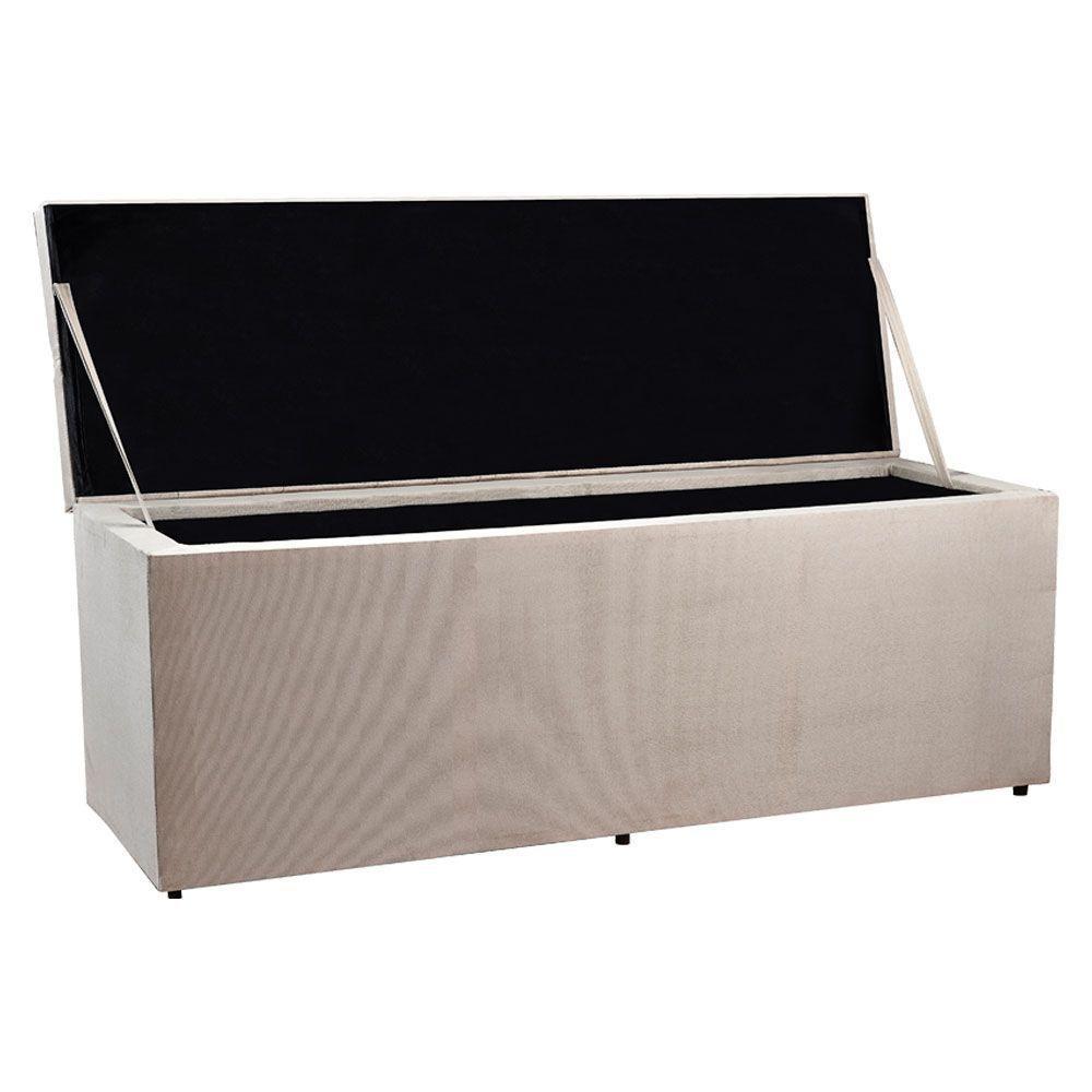 Calçadeira Recamier Baú Solteiro 0,90m Suede Bege - 3